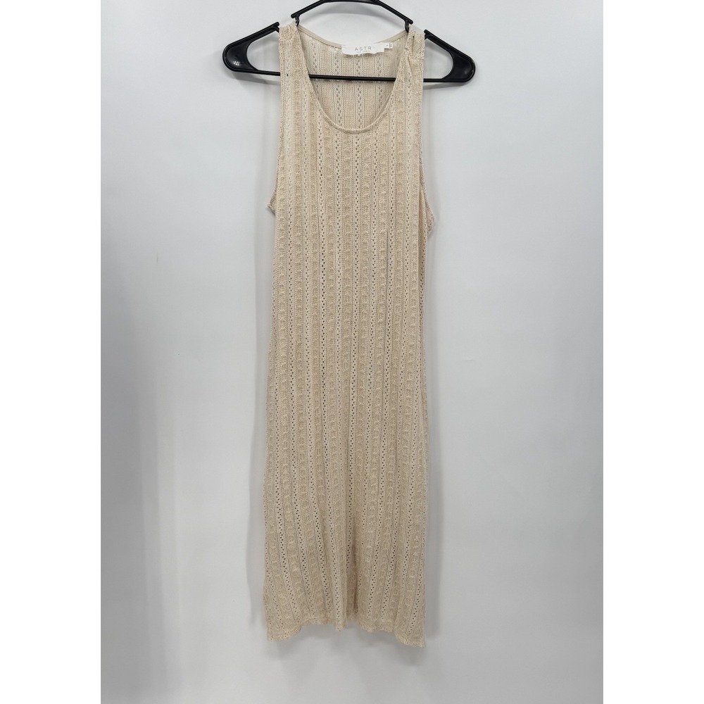 Astr Cream Crochet Knit Beach Long Tank‎ Dress Women's Size Small